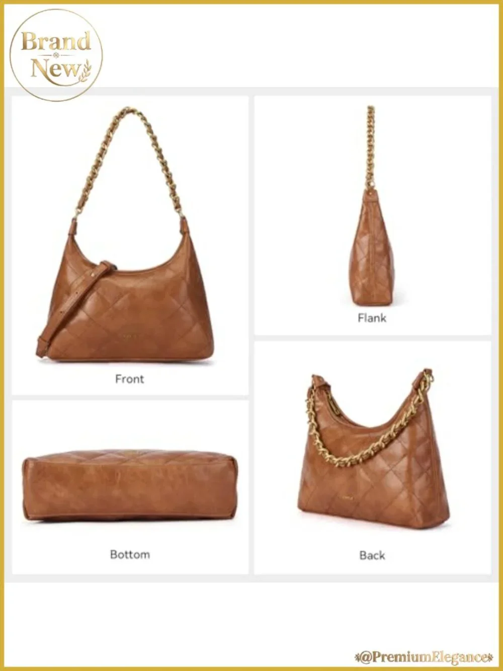 Vegan Leather Crescent Shoulder Bag - Small Crossbody Hobo Handbag for Women